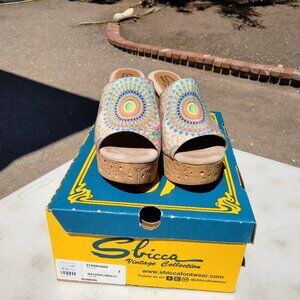 Sbicca Womens Starboard Wedge Sandal Vintage Collections Size 7 NOS with Box